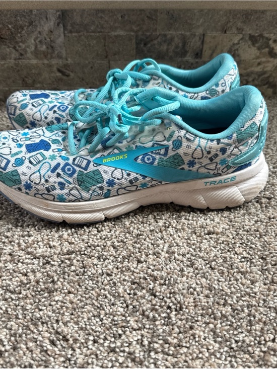 Brooks Shoes - Brooks Trace 3 Lightweight Turquoise Nurse Patterned Running Shoes Womens 8.5 B